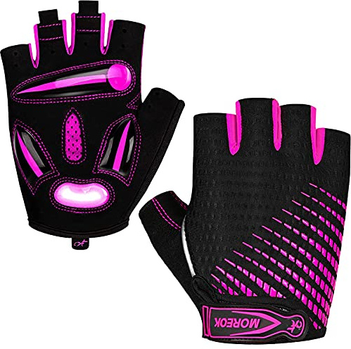MOREOK-Cycling Gloves Bike Gloves for Men/Women-[5MM Gel Pad] Biking Gloves Light Pink-121-XL