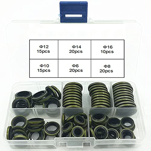Wincal Anello di tenuta in gomma Kit di assortimento O-ring in gomma, guarnizione tappo scarico metallo, pulitore ad alta pressione gomma idraulica, rondella di tenuta olio, 100 pezzi