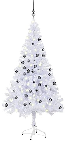 vidaXL Künstlicher Weihnachtsbaum mit LEDs Kugeln Christbaum Tannenbaum Kunstbaum Dekobaum Weihnachten Dekoration Weihnachtsdeko 150cm 380 Zweige