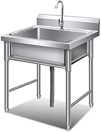 Liudan Küchenspüle Kommerzielle Edelstahlspüle, Single Bowl Free Stehend Utility Waschbecken for Garage Restaurant Küche Outdoor, 24 x 24 x 31,5 Zoll Einbauspüle (Size : B3)