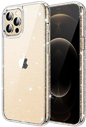 JETech Glitzer Hülle für iPhone 12 Pro Max, Durchsichtig | Glitzerndes Design, Stoßschutz, Transparente Rückseite, Stilvoller Look