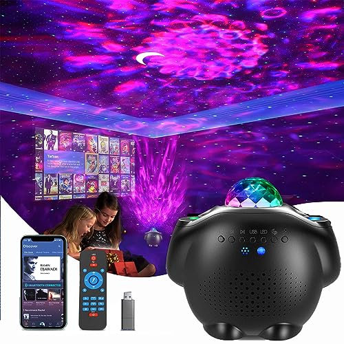 Togaga Projecteur Ciel Etoile, 4 en 1 Lampe Projecteur LED Dynamique Projecteur, 32 effets de projection Galaxy Projecteur Minuterie Réglable Veilleuse pour Bébé Enfant Decoration Chambre (Noir)