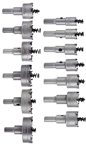 Juego de 13 sierras perforadoras de metal duro, TCT, juego de sierras perforadoras de acero inoxidable, corona de metal, broca para acero inoxidable, hierro, cobre, plástico, madera, 16 mm -53 mm