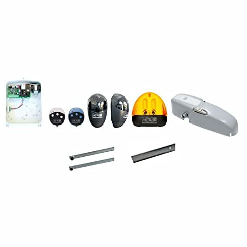 Kit de motor para puertas basculantes de garaje B09 230Vac para puertas máximas de 10 m2 con brazos rectos, centralita T011S, 2 mandos a distancia, 1 par de fotocélulas, intermitente LED – Tecno
