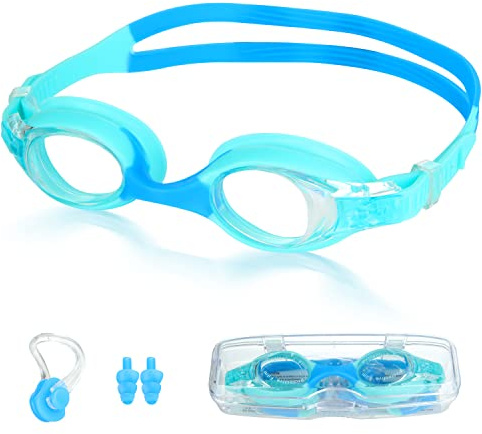 Lychico Kids Swimming Goggles, Kids Goggles Anti-Fog UV Resist Leak Proof Swimming Goggles for Kids Boys Girls, Childrens Swimming Goggles Comfortable Food Grade Silicone (Age 3-14)