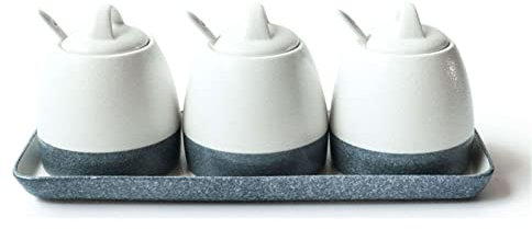 Lait Sucrier japonais avec couvercle, pot à sucre en céramique, accessoires for café Zephyr, bec verseur à sucre, rangement de cuisine-bleu et blanc B-3 pot (couleur : bleu et blanc A, taille : un) Bo