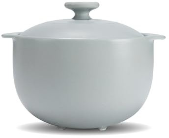 Minh Long 3.17 qt Porcelain Clay Pot for Cooking, Casserole Dish with Lid, Clay Pots for Cooking, Dutch Ovens for Stew, Soup, Steam, Oven & Microwave Safe, Heat Resistant (Vesta, 3.17 qt - Grey)