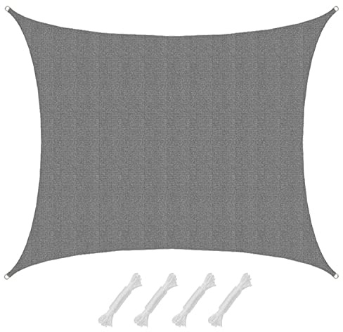 AMANKA 90% UV Schutz: Sonnensegel 6x5 Rechteckig Wasserdurchlässig & Atmungsaktiv Sonnenschutz für Pool, Trampolin, Whirlpool, Sonnendach, Pergola, Carport, Grau
