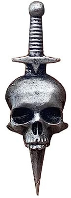 BHUEHSS Gothic-Totenkopf-Dolche Abzeichen Pin Vintage Horror Skelett Brosche Kreuzung Schwerter Abzeichen Kleidung Pin Schmuck Anstecknadel C#, as shown in the picture, Metall