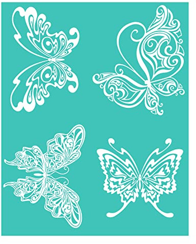 Siebdruck-Schablone Schmetterling, wiederverwendbarer selbstklebender Siebdruck, für Dekor/Druck auf Holz/Stoff/Wand/Tasse/Teller/Glas/Papier, Weihnachtsdekorationsmuster (21,6 x 27,9 cm)