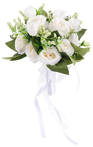 Abaodam Künstlicher Brautstrauß Romantische Weiße Blumen Für Hochzeiten Hochwertige Langlebige Blumendekoration Für Zeremonien Partys Und Fotoshootings
