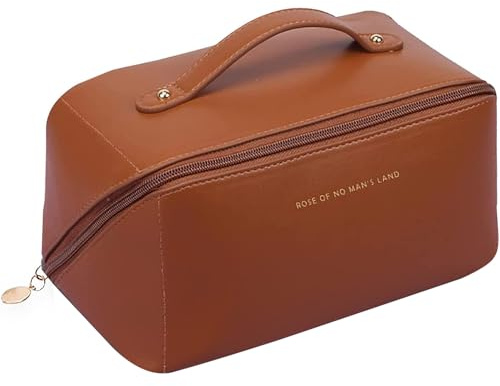 Reise Kosmetiktasche Damen, Wasserdichter Schminktasche, Kosmetiktasche mit Großer Kapazität, Kulturbeutel-Organizer, mit Trennwand Tasche Organizer, für Damenkosmetik, Toilettenartikel (Brown)