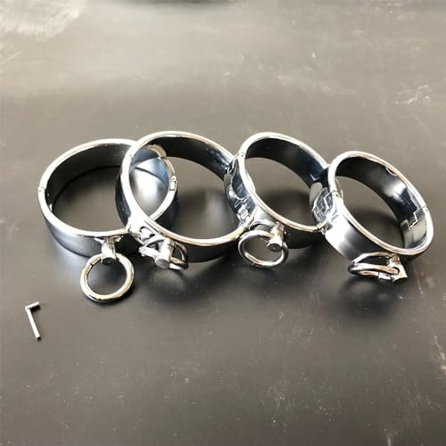 Stahl Abschließbar Sex Fußfesseln Knöchel Manschetten und Handschellen - Schwere Metall BDSM Bondage Erwachsene Spiele - Folter Fetisch Sklave Sexspielzeug für Paare,Silber,Männer Hände