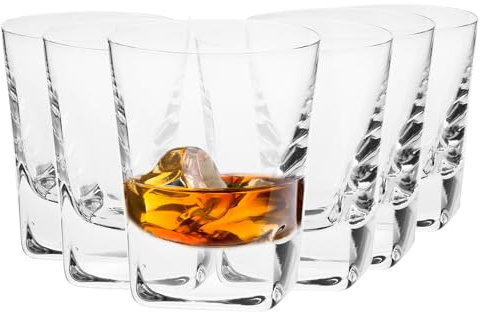 Krosno Verres à whisky Caro | Lot de 6 | 6 × 280 ml | Faits main | Verres à whisky | Résistants aux rayures | Pour la maison, les restaurants et les fêtes | Cristal sans plomb