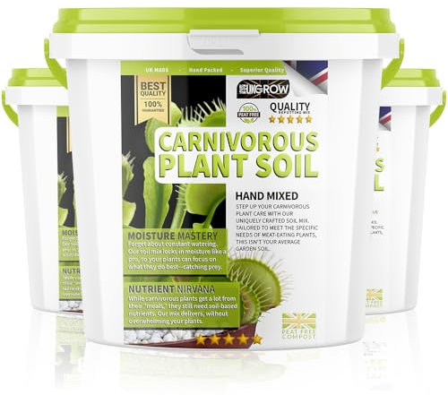 Carnivorous Plant Soil & Compost by UKGROW - Premium Handmade Mix for Venus Flytraps, Pitcher Plants & Sundews, Optimal pH & Nutrient Balance, Fast-Draining (3 Litre Strong Bucket)