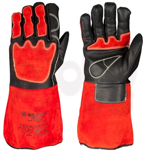SCAPP MIG/MAG Schweißerhandschuhe RED MAG, Größe 9-11, Hitzeschutzhandschuhe, Schweißhandschuhe, Rindsleder