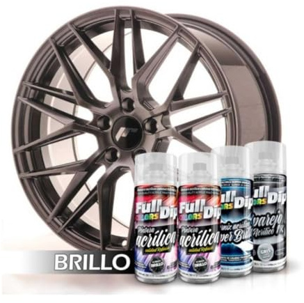 AutoFullCar - Pack de jantes - Full Colors by Full Dip - Peinture acrylique permanente - Format spray 400 ml/u. - Contient de la peinture, de la peinture et du vernis finition brillante ou mate