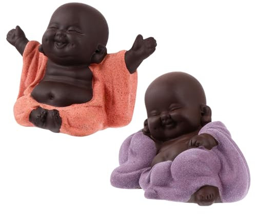 ORFOFE 2stücke Buddha Figur Zen Monk Statue Kreative Tee Kunst Dekoration Für Meditation Und Entspannung Für Zuhause Und Büro Orientalisches Zen Garten Ornament