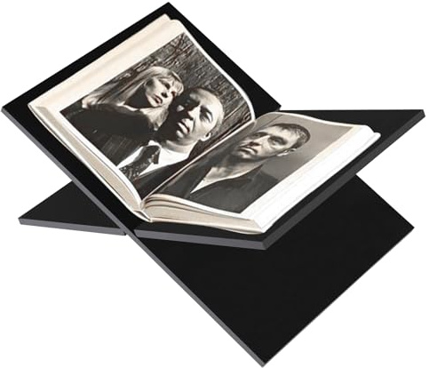 Susoso Schwarz Acryl Buchständer, Buchhalter Leseständer Kochbuchhalter 135° Weitwinkel X-förmig Buchablage Zeitschriftenständer Zum Lesen und Präsentieren Ihres Lieblingsbuchs 32 * 14cm