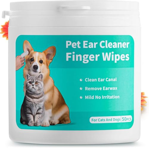 Salviette pulisci orecchie per cani di alta qualità - 50 pezzi - Salviette per la pulizia delle orecchie degli animali domestici - Texture in rilievo perlato per alleviare il prurito