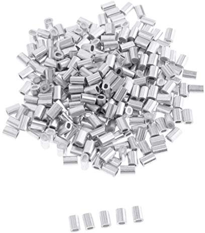 Timcryxient 100 pezzi in alluminio da pesca crimp doppia canna manicotti 1 mm