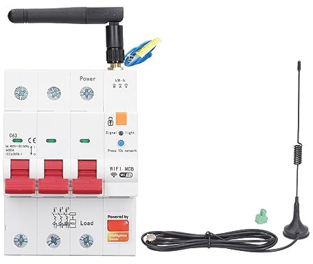 Disjoncteur Intelligent, Interrupteur de Mesure 63 A, TéléCommande, Minuterie de Protection contre les Fuites pour Maison Intelligente, Commande Vocale avec Haut-parleurs Al.