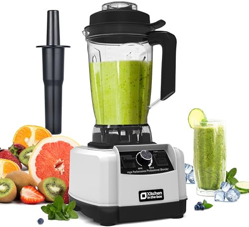 Kitchen in the box Batidora de Vaso,Licuadora Profesional 2L,1500W,8 Cuchillas de Acero Inoxidable,Licúa Batidos Rápidamente,Licuadoras para Zumos y Batidos sin BPA(Plata)