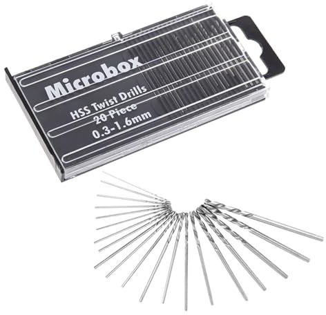 HaoTrade 20 Stück Spiralbohrer Bits Set 0,3–1,6 mm HSS Mini-Mikrobohrer Set | Präzision Micro Handbohrer Bohrmaschine Pin Vise Holzbohrer Beitsstahl für Metall Holz Schmuck Modellbau DIY-Bohrungen