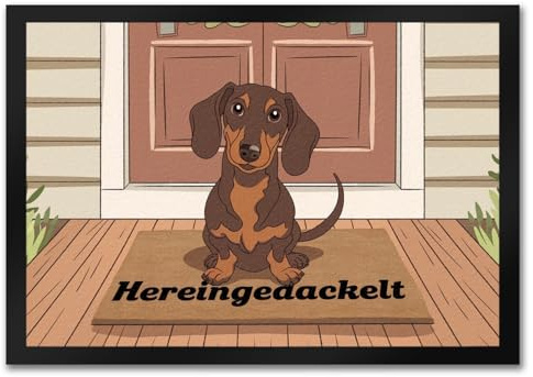 speecheese Hereingedackelt Dackel Fußmatte in 35x50 cm für Dackel-Liebhaber lustige Schmutzfangmatte für Haustierfreunde