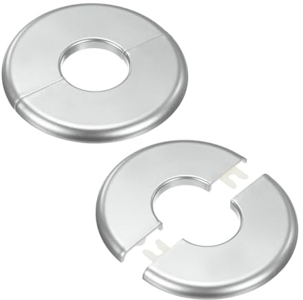 M METERXITY 2 Pezzi Flangia A Parete Divisa, Per Tubo OD 1,3 Pollici/32mm Piastra ABS Rotonda Autoadesiva Coperture Idrauliche Per Tubo Dell'Acqua/Rubinetti [Tono Argento]