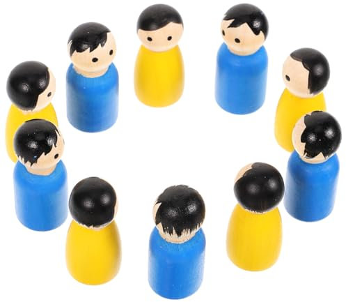 JOINPAYA Teiliges Diy Holzpuppenset Unvollendete Kissengrößen Bemalbare Holzfiguren Für Junge Mädchen Kreatives Holzhandwerk Mit Blauen Gelben Holzdolls Holzhandwerksspielzeug Fürs Kinderzi