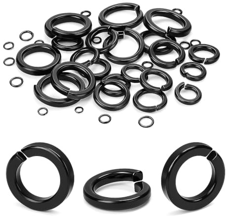 YFLeomry 100 Stück Federring, Federringe M10, Edelstahl A2 V2A, Unterlegscheiben, Spiralförmige Schwarz Federscheiben, Metallscheiben für Schrauben und Muttern