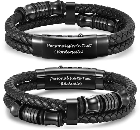 Armband Herren Geschenke für Papa Männer - Herrenarmband mit Gravur Liebe Text für Mann Ehemann Vater, Verstellbare Lederarmband für Männer Geschenke für Vatertag Geburtstag, Papa Vatertagsgeschenk