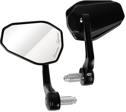 evermotor Universale Specchietto, E24 Specchietto Retrovisore per Moto, Specchietti End Bar, per scooter quad ATV scooter ciclomotore, 2 pezzi
