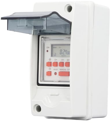 Interruptor de Temporizador Al Aire Libre con Batería Incorporada, Caja Impermeable, Opciones de Programación Versátiles para Electrodomésticos de Alta Potencia Interior Al Aire