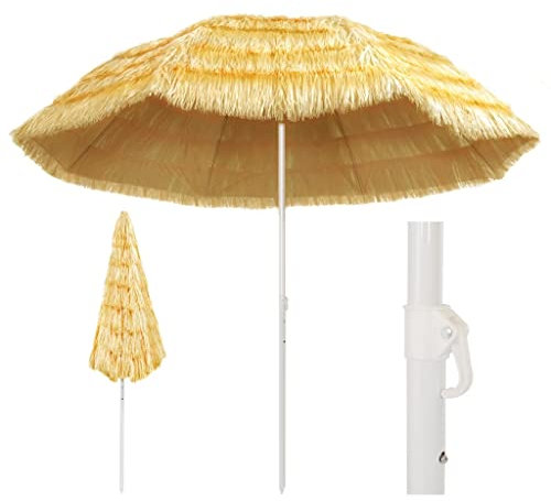 KATERYY Strandschirm Natur 300 cm Hawaii Style Garten Balkon