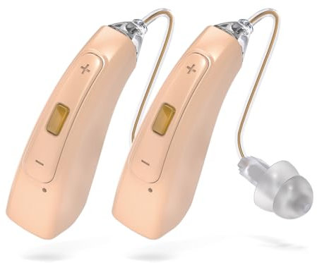 Elektrisches wiederaufladbares Soundgerät mit Noise Cancelling, 32-Kanal Digital Klanggerät Leicht & Diskret, inkl. 3 Ohrpassstücke (S/M/L) – speziell für ältere Menschen entwickelt (2, Khaki)