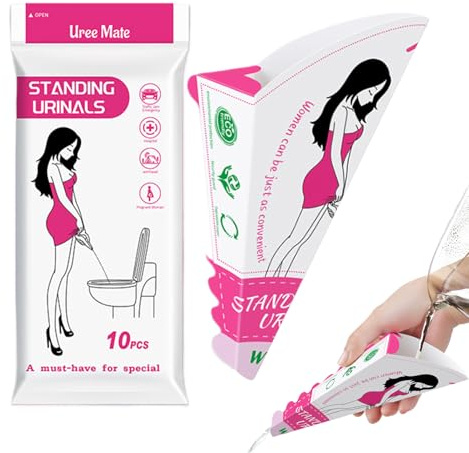 Funnuto urinario femenino: un juego de embudo urinario de papel compacto de 10 con revestimiento impermeable y diseño plegable | Caso urinario de viaje para mujeres higiénico para acampar,