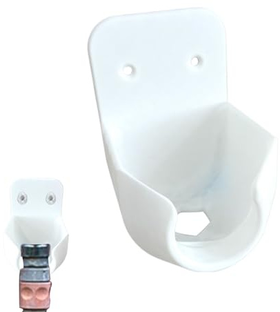 Garden Hose Bracket, Wall Mount - Hose Shower Holder, Outdoor Hook Rail | Integrated Drain, Rustproof Frame | Compact Storage, Easy Access, Clear