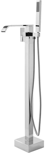 BOSHYUM Robinet de Baignoire autoportant Cascade, monotrou, 2 Modes, Robinet sur Pied, pivotant à 360°