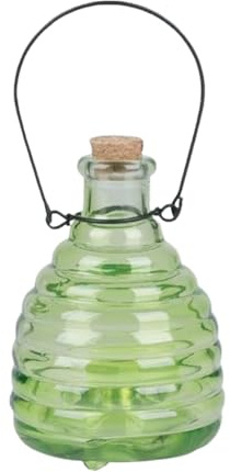 Wespenfalle, Glasbehälter, hängbarer Auffangbehälter, 8,9 x 14,9 cm, wiederverwendbar, Fliegenbekämpfungsgerät für Outdoor, Garten, Haus, Bauernhof, Bäume, Terrasse, Innenhof, Fliegenbekämpfung Fangen