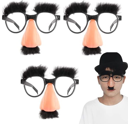 Zhixifan 3 Stück Halloween Fake Bart Brillen Fake Nasenbrille Lustige Gläser Augenbrauen Und Schnurrbart Dekorative Brille für Geburtstagsfeier Dekoration Maskerade Cosplay Requisiten Party—Schwarz