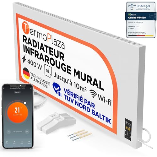 TermoPlaza Infrarotheizung Elektroheizung Standgerät Thermostat bis 10 m² | Per WLAN-App & Smartphone steuerbar | Hybrid Infrarot & Konvektor Heizkörper | Überhitzungsschutz | 25 Jahre Lebensdauer