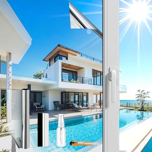 (Silber 90X200cm) UV Schutzfolie | Spiegelfolie Fenster Hitzeschutz | Spiegelfolie Selbstklebend Rückstandslose| Sonnenschutzfolie Fenster innen oder außen | Fensterfolie Sonnenschutz Hitzeschutz