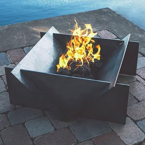 Grand brasero d'extérieur en métal – Cheminée de terrasse moderne pour brûler le bois, parfait pour le camping, les feux de camp et les pique-niques – Design élégant pour chauffage extérieur
