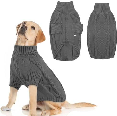 Mayoii Warm Hundepullover, Pullover Hund, Hundepullover Kleine Hunde, Rollkragenpullover Hundepullovers Grosse Hunde, Hundepullovers Fleece Mittelgroße (Dunkelgrau, M)