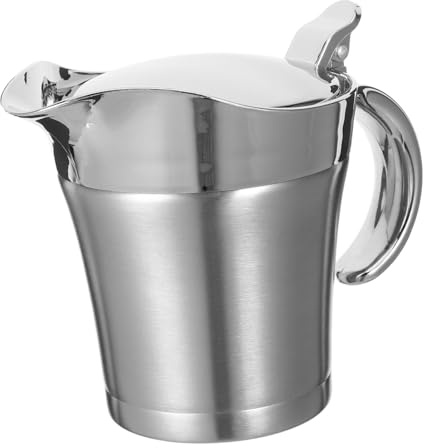 MAGICLULU Insulated Seasoning Pot Gravy Boat Warmer Coffee Syrup Pitchers Serving Sauce Pitcher Stainless Gravy Boat Condiment Bowl Coffee Milk Kettle Silver Stainless Steel