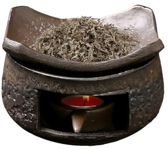 Keramik-Ölbrenner - 10 cm kompakter handgemachter Aromawärmer, künstlerischer Heizer, eleganter Duftdiffusor | Küche Bad Schlafsaal Wohnung Restaurant Yoga Spa