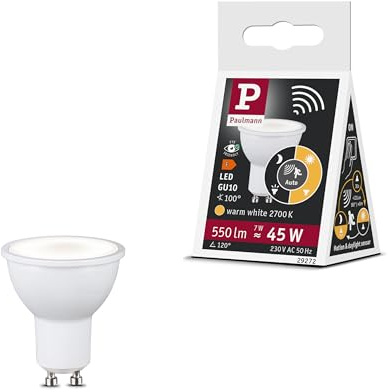 Paulmann Standard 230V LED Reflektor GU10 Dämmerungsgesteuerter Bewegungsmelder (HF) 550lm 7W 2700K Weiß matt 29272