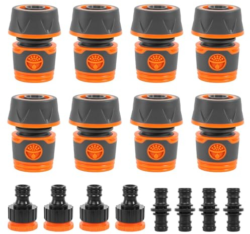 Schlauch Kupplungs Satz, 8 Stück 3/4 Zoll Schlauchverbinder mit Kupplungs, Doppelstecker Gartenschlauch Verlängerung Kupplung Gartenschlauch Verbinder für Familie Garten